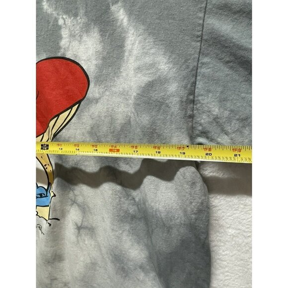 The Smurfs Lazy Mushroom Cartoon Graphic T-Shirt Retro Style XL  Gray Tie Dye - Picture 7 of 9